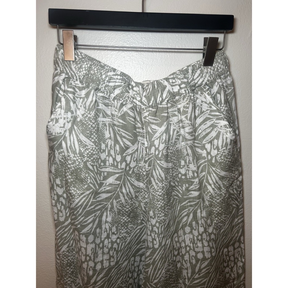 Christian Siriano Linen Pants Womens M Wide Leg Tropical Palm Leaves 100% Linen - Picture 3 of 8